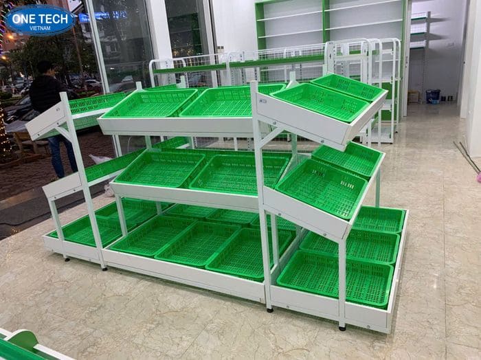 Kệ rau củ quả màu xanh