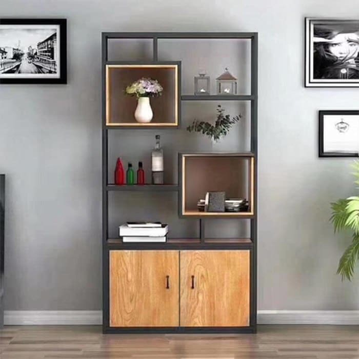 Kệ sắt trang trí phối ngăn gỗ tiện lợi