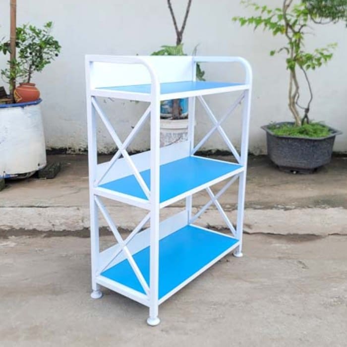 Kệ sắt trang trí phòng khách màu xanh dương
