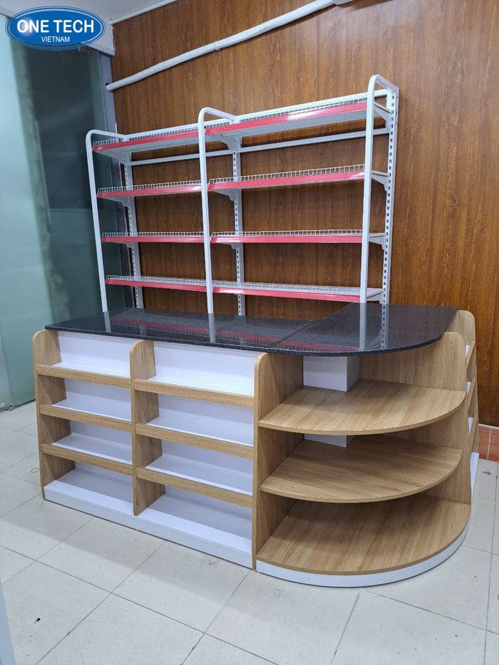 Quầy thu ngân gỗ hiện đại