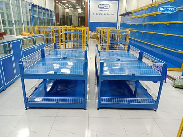 Ụ vuông màu xanh dương 2 tâng