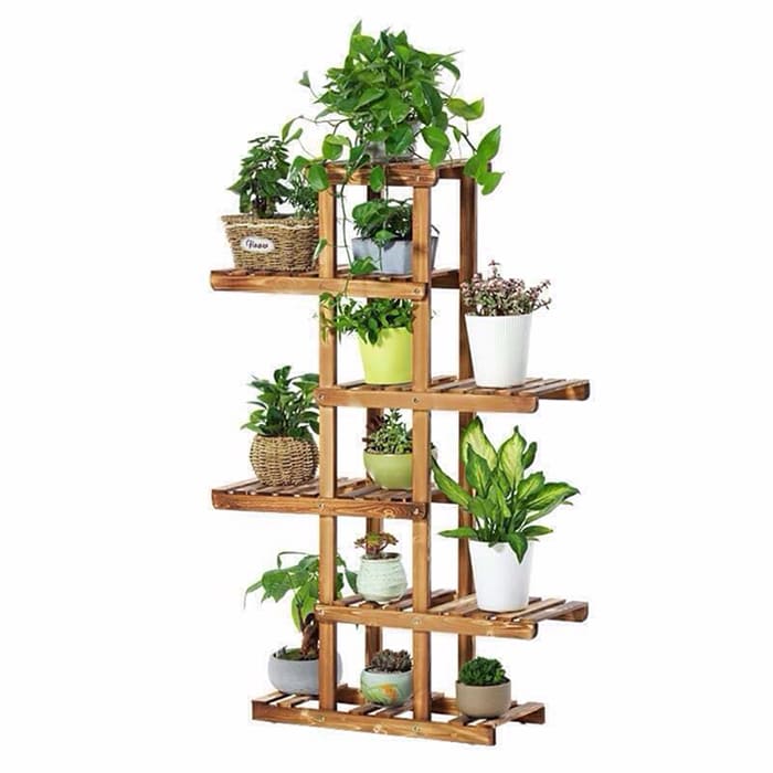 Kệ gỗ để cây cảnh trong nhà bất đối xứng 01
