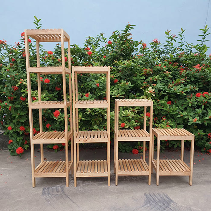 Kệ gỗ để cây cảnh trong nhà tối giản 01