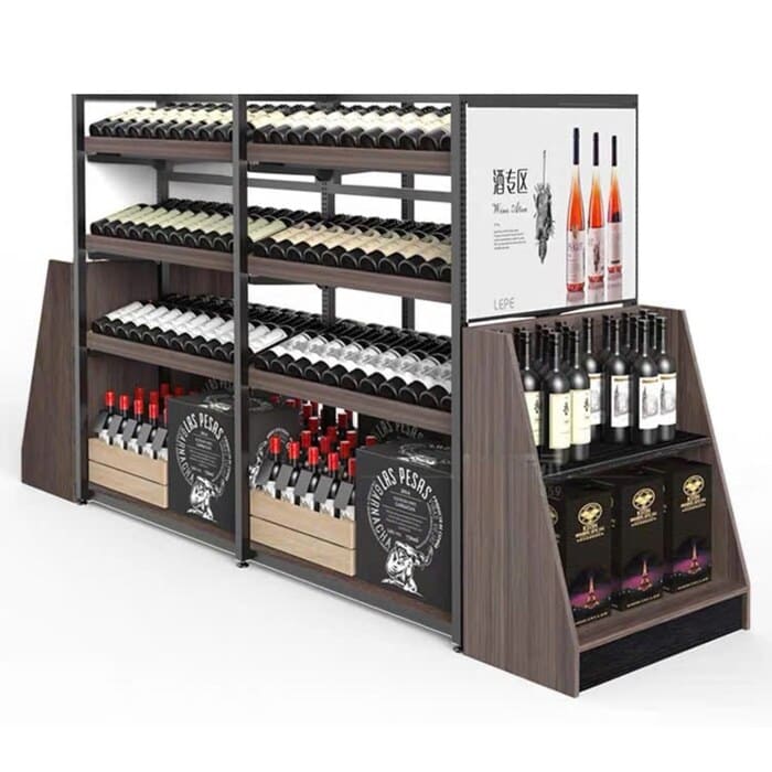 Kệ rượu vang bằng gỗ đẹp, hiện đại tích hợp 2 đầu kệ