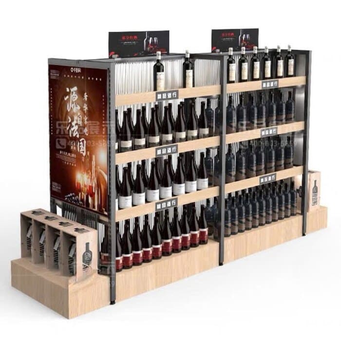 Kệ trưng bày rượu vang chia tầng đơn giản
