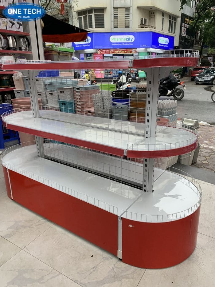 Kệ bán nguyệt trưng bày mặt nạ