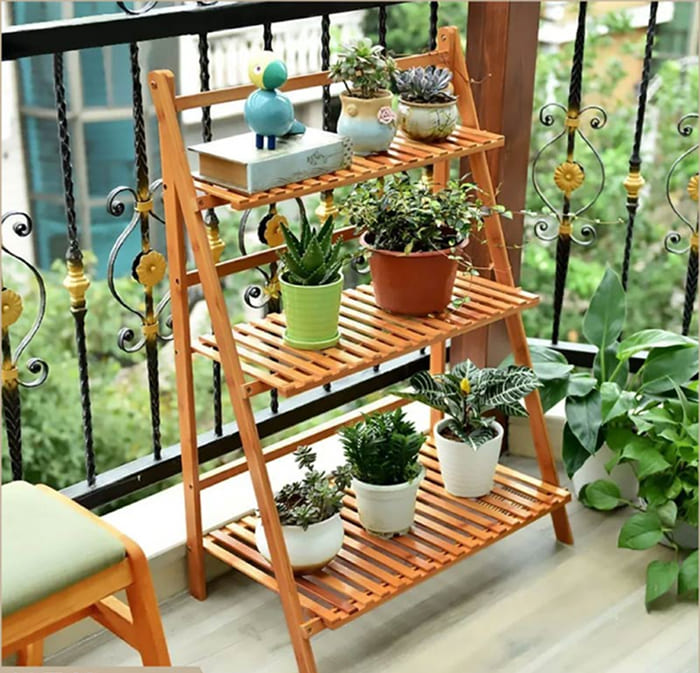 Kệ gỗ 3 tầng kiểu dáng chữ A cho phòng khách 01