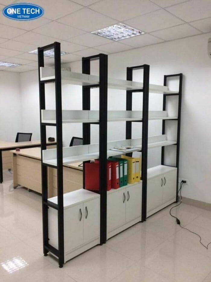 Kệ khung sắt mặt gỗ đựng chứng từ