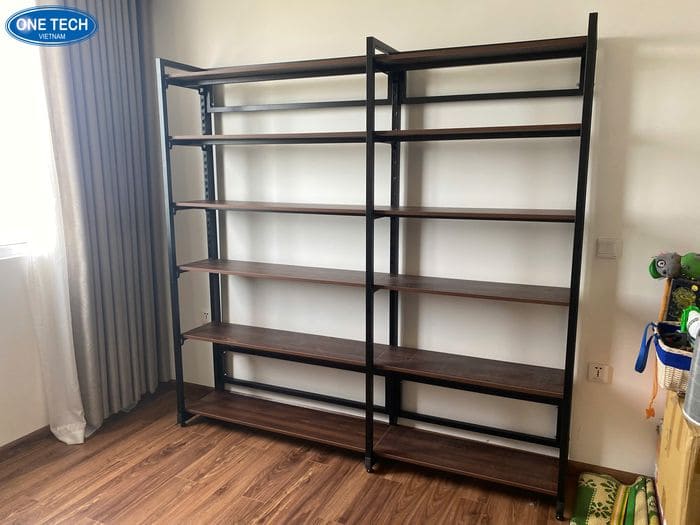 Kệ khung sắt mâm gỗ
