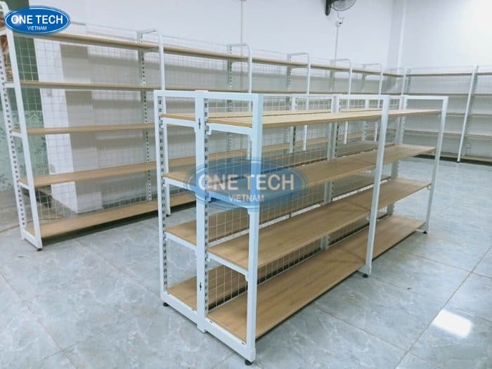Kệ khung sắt mặt gỗ