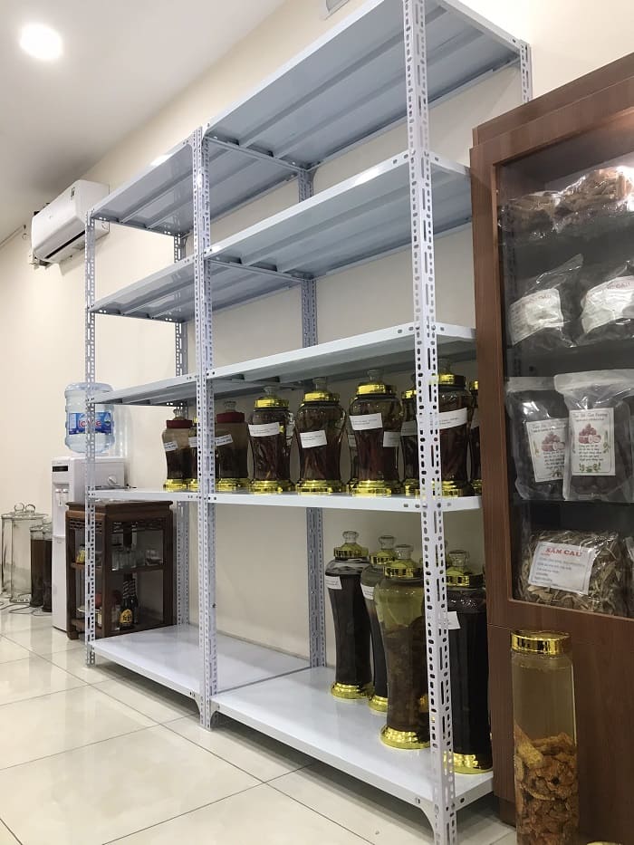 Kệ sắt v lỗ trưng bày rượu ngâm