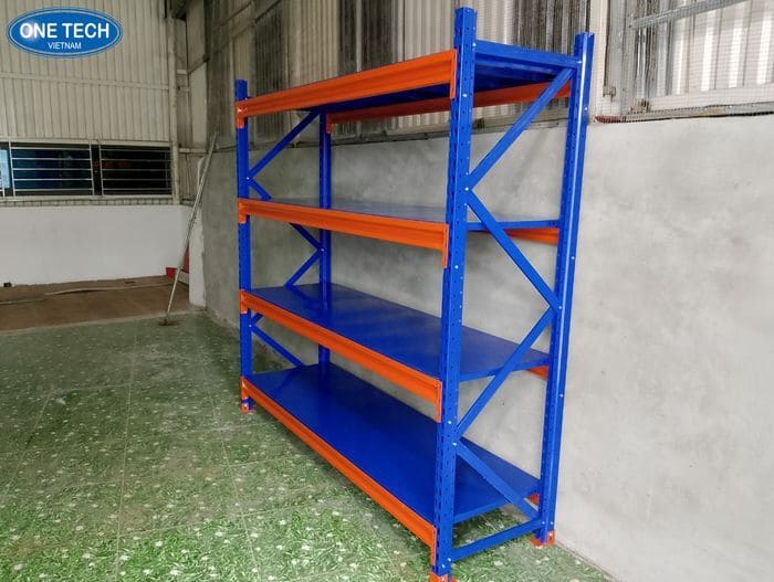 Kệ 4 tầng màu xanh cam