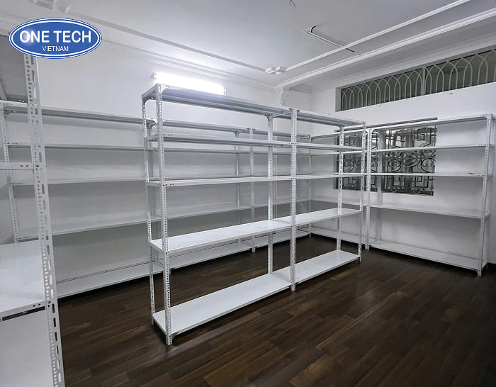 Kệ V lỗ trọng tải 100kg/tầng màu trắng