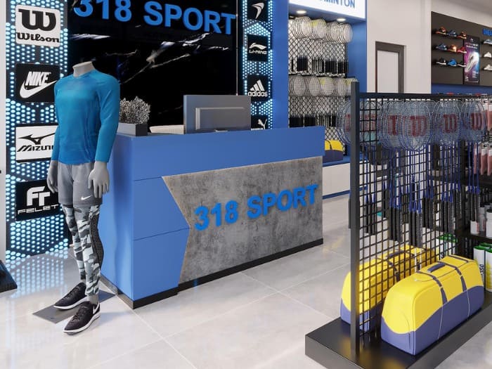 Quầy thu ngân cho shop đồ thể thao