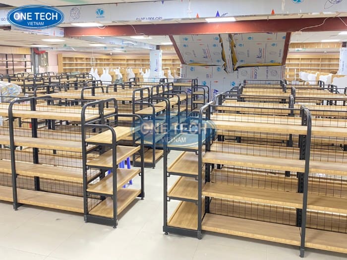 Kệ gỗ khung sắt sơn tĩnh điện