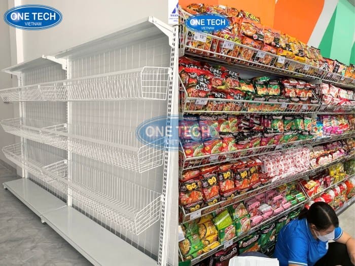 Kệ siêu thị giỏ mì tiện lợi