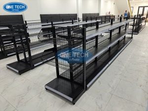 Kệ siêu thị màu đen sơn tĩnh điện bền màu