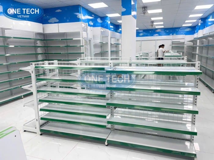 Kệ đôi siêu thị lưng lưới