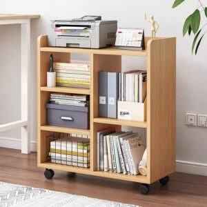 Kệ sách cho không gian hẹp tích hợp bánh xe