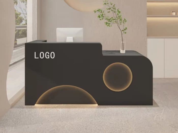Quầy thu ngân màu đen gắn đèn led
