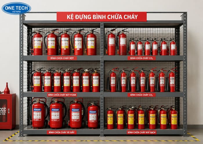 Mẫu kệ để bình pccc từ cửa hàng đến kho