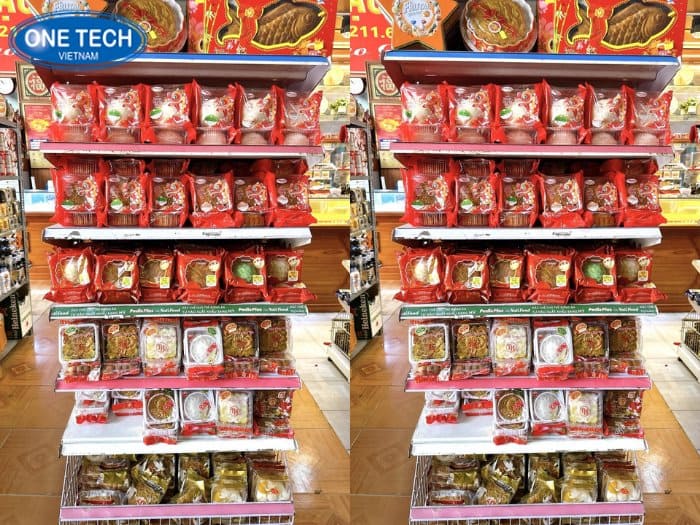 Kệ trưng bày bánh trung thu trong siêu thị