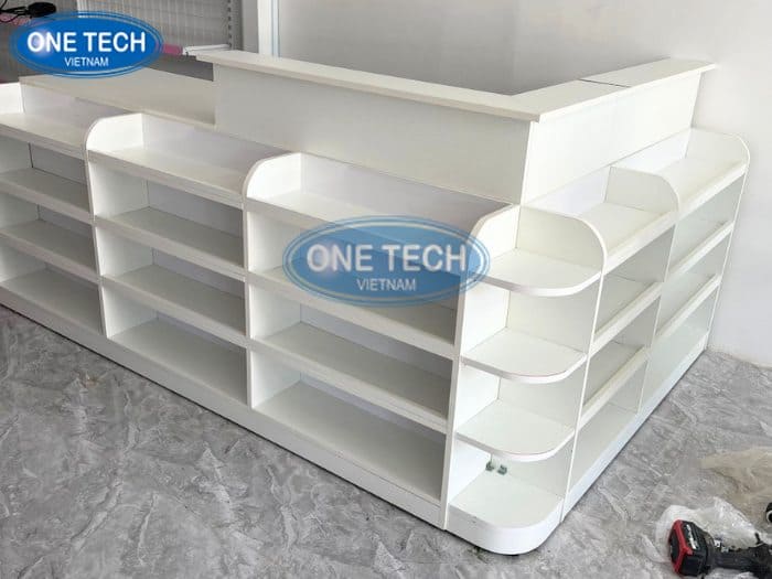 Bàn thanh toán bằng gỗ dán melamine trắng