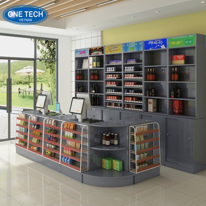 One Tech Group - Sản xuất quầy thu ngân màu xám bền đẹp