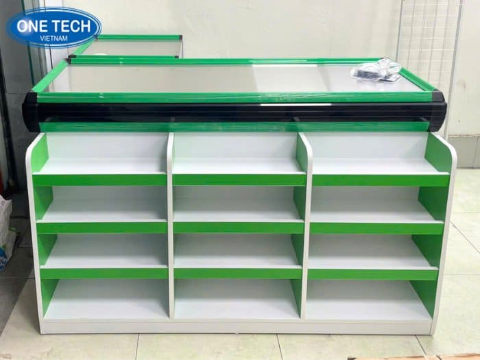 Quầy thu ngân màu xanh lá sơn tĩnh điện