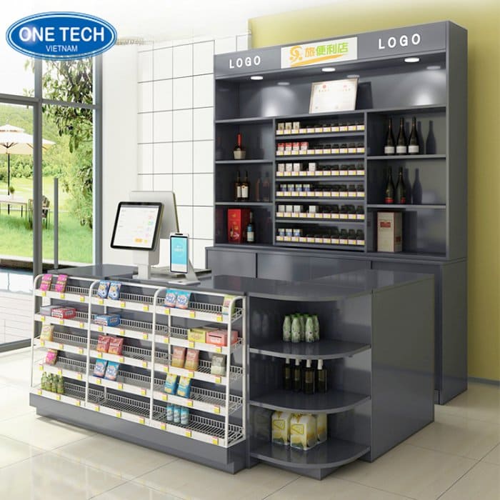 Quầy tính tiền màu xám đẹp. hiện đại 