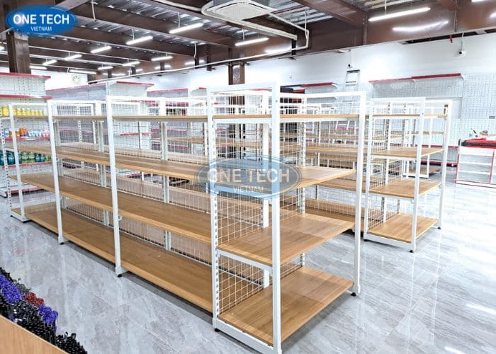 Kệ gỗ khung sắt hiện đại