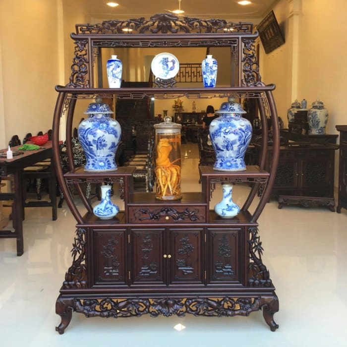 Kệ gỗ tự nhiên thiết kế phong cách cổ điển