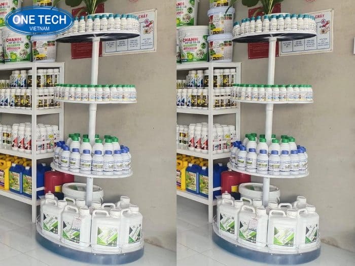 Kệ hình tròn bày các sản phẩm nổi bật