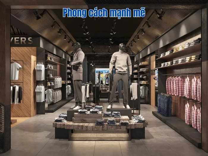 Phong cách thiết kế cửa hàng thời trang mạnh mẽ