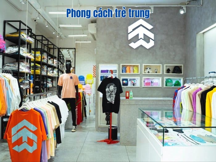 Phong cách thiết kế trẻ trung năng động shop thời trang