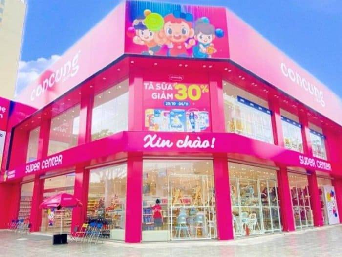 Sử dụng màu sắc tươi sáng cho cửa hàng bỉm sữa