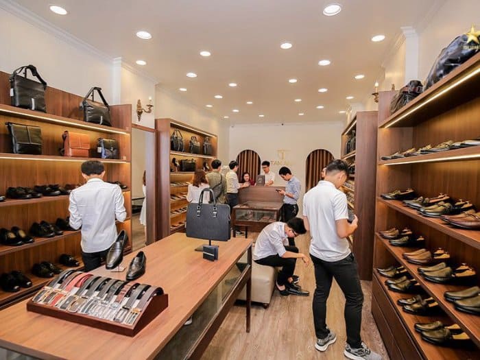 Thiết kế cửa hàng bán giày dép da nam cao cấp