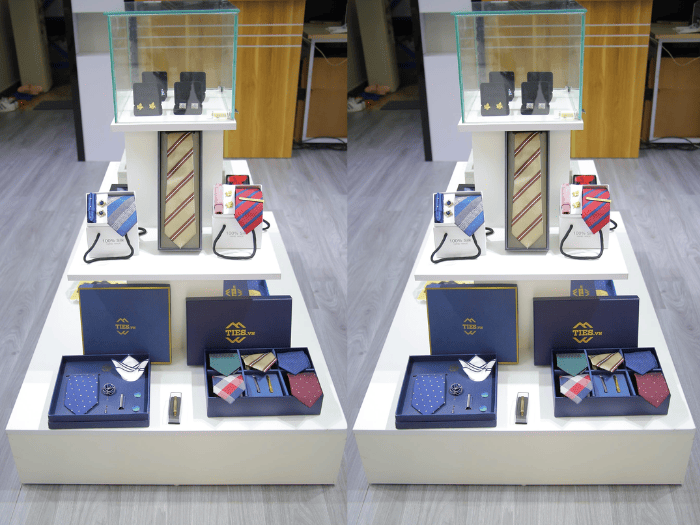 Ụ giữa nhà trưng bày cà vạt