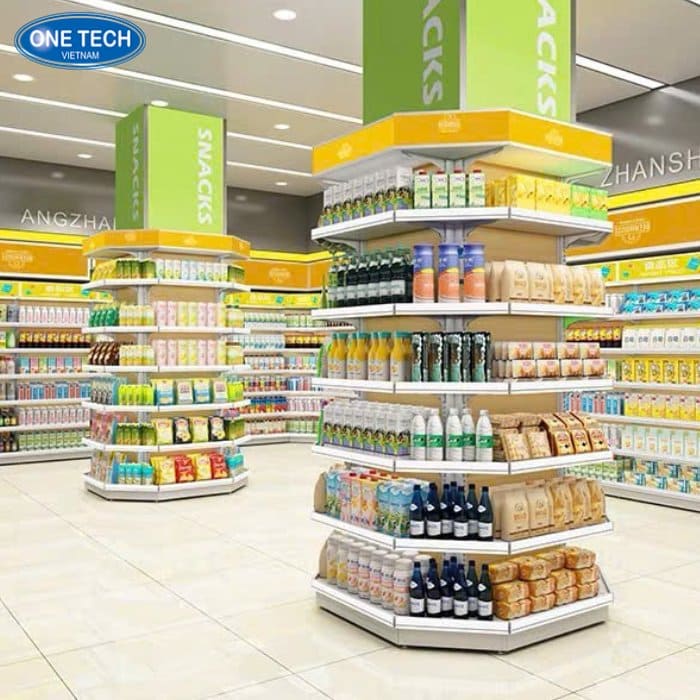 Ứng dụng kệ trưng bày thiết kế ốp cột trụ