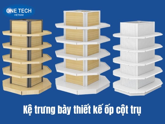 Kệ trưng bày ốp cột trụ thiết kế chắc chắn