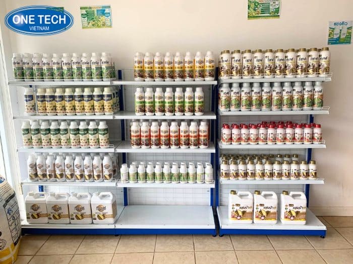 Các mẫu kệ trưng bày thuốc bảo vệ thực vật gọn gàng