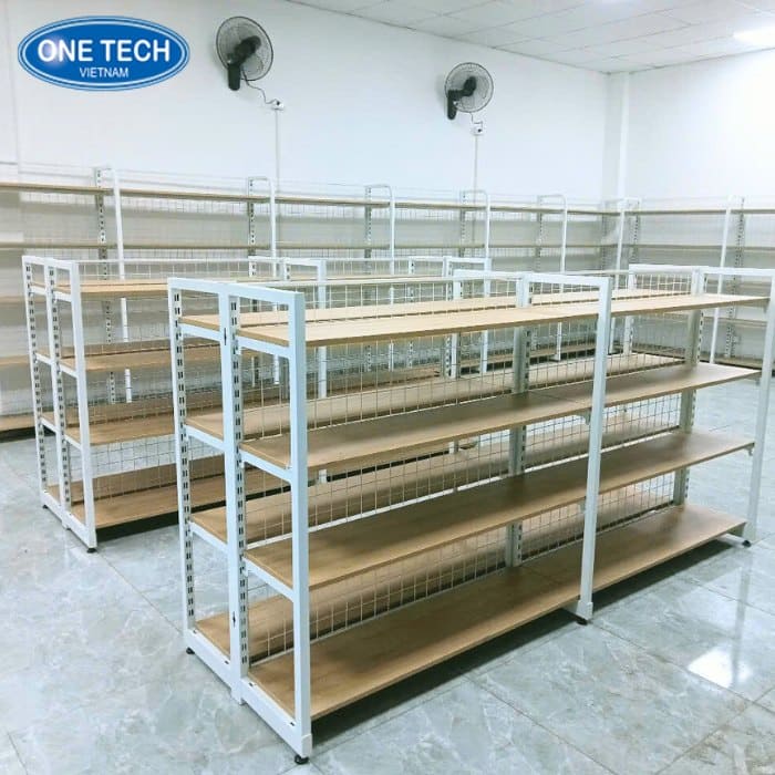 Mẫu kệ khung sắt kết hợp gỗ giữa nhà 05