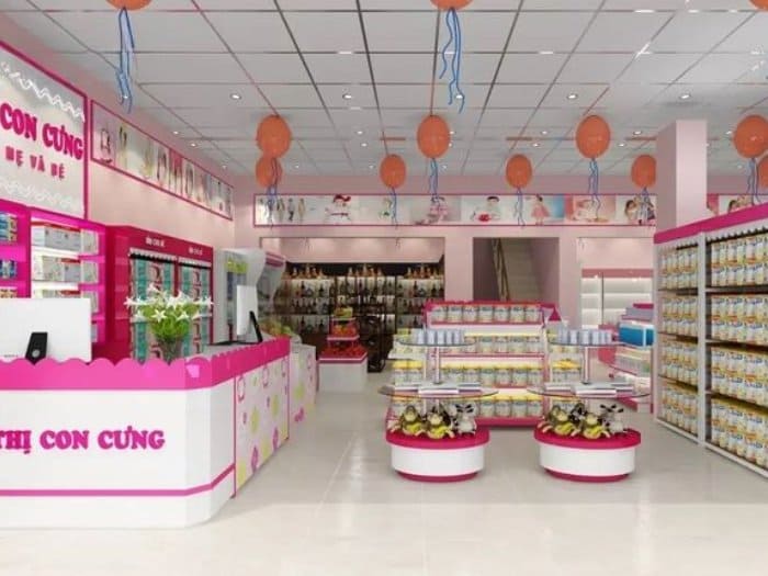 Mẫu thiết kế cửa hàng bỉm sữa 09