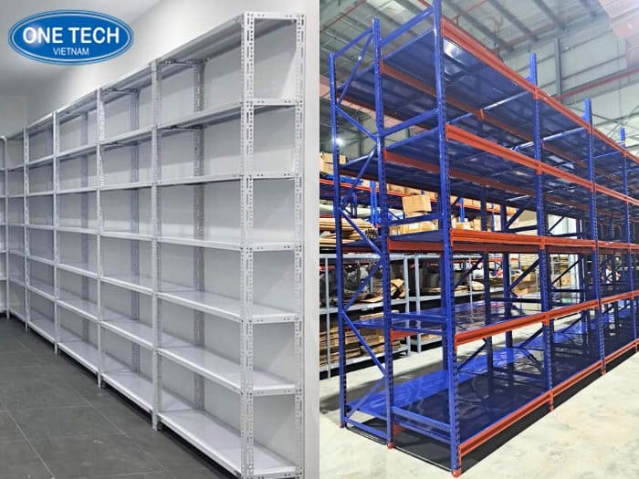 So sánh màu sắc kệ V lỗ và kệ trung tải