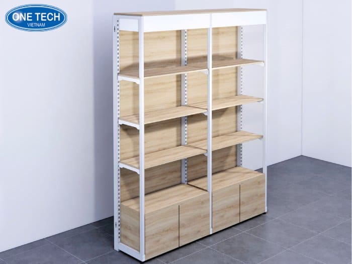 Kệ trưng bày phối tủ khóa, nâng cao công năng