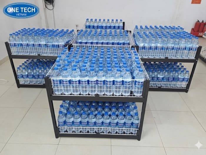 Ụ lớn trưng bày nước Aquafina ở vị trí trung tâm