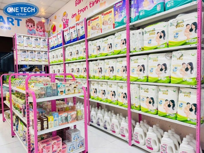Giá kệ cho shop mẹ và bé giá rẻ, độ bền cao
