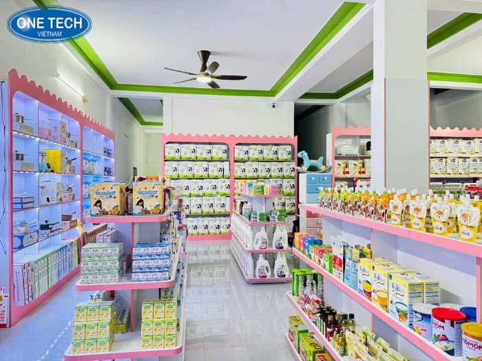 Kệ gỗ MDF màu trắng hồng đơn giản, đẹp mắt