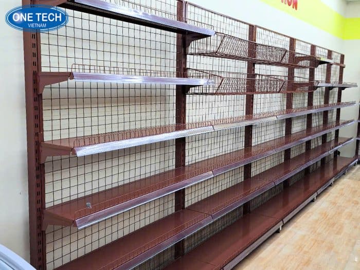 Kệ đơn áp tường kết hợp giỏ mì