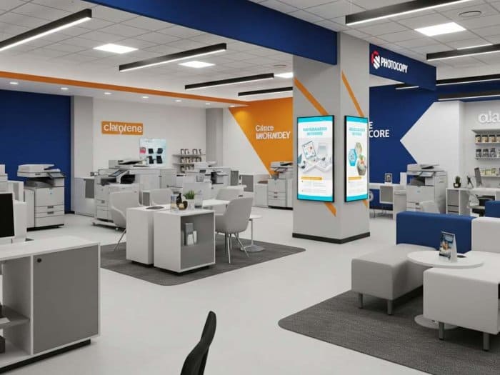 Mẫu thiết kế cửa hàng photocopy 02